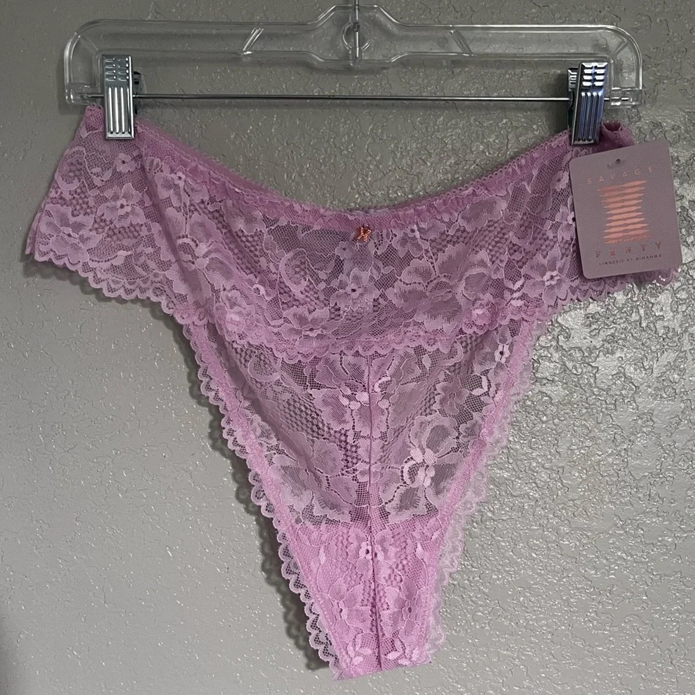 Savage X Fenty High Waist Lace Thong Pink Size 1X